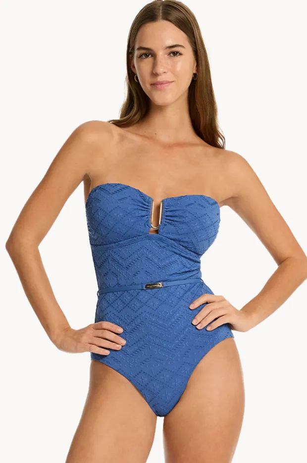 One Pieces|Sea Level Toscana U Bar Bandeau One Piece Denim