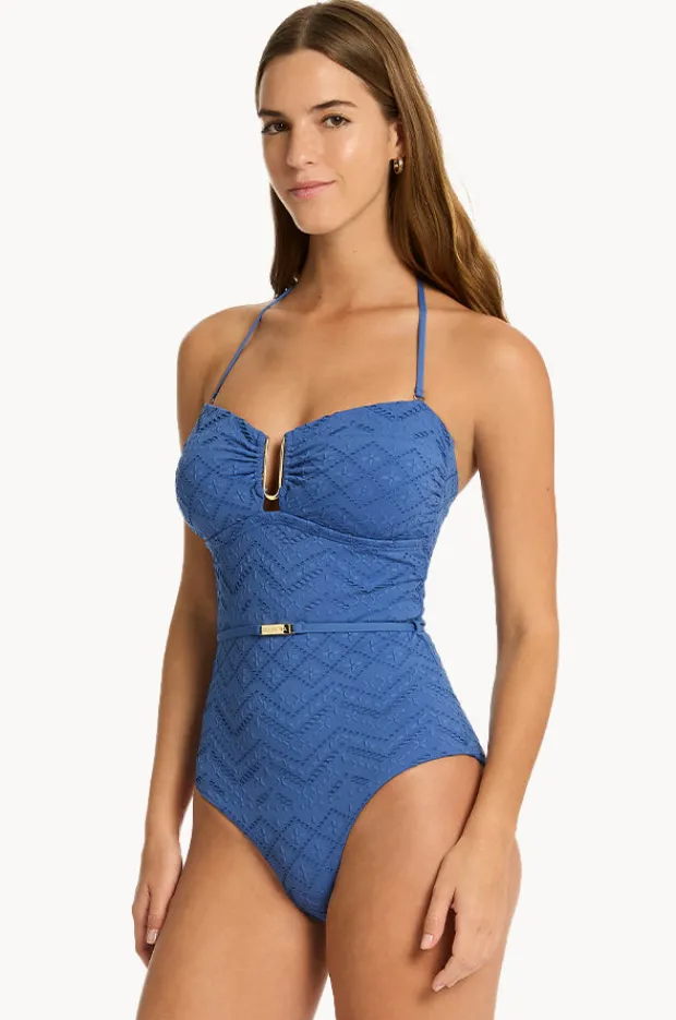 One Pieces|Sea Level Toscana U Bar Bandeau One Piece Denim