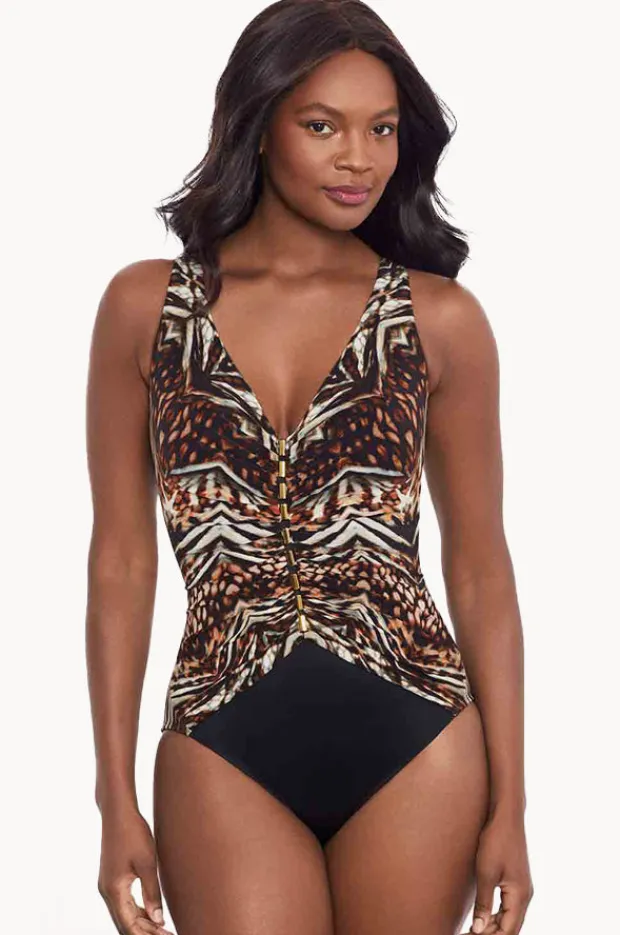 One Pieces|Miraclesuit Tribal Tigress Charmer One Piece Black/Brown