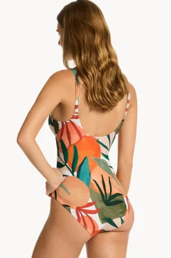One Pieces|Sea Level Tropaluxe Cross Front Scoop Back One Piece Khaki