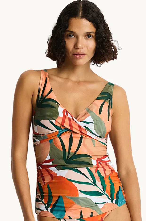 Tankini Tops|Sea Level Tropaluxe Cross Front Tankini Separate Khaki
