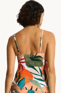 Tankini Tops|Sea Level Tropaluxe Cross Front Tankini Separate Khaki