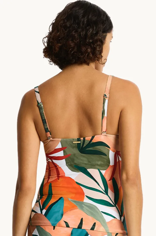 Tankini Tops|Sea Level Tropaluxe Cross Front Tankini Separate Khaki