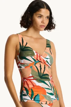 Tankini Tops|Sea Level Tropaluxe Cross Front Tankini Separate Khaki