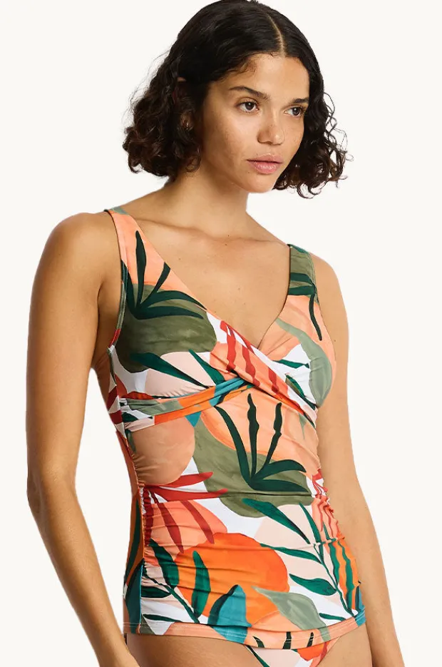 Tankini Tops|Sea Level Tropaluxe Cross Front Tankini Separate Khaki