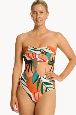 One Pieces|Sea Level Tropaluxe Twist Bandeau One Piece Khaki