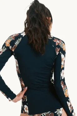 Rashies & Sunsuits|Roxy Tropical Feels Long Sleeve Suntop Black/Multi