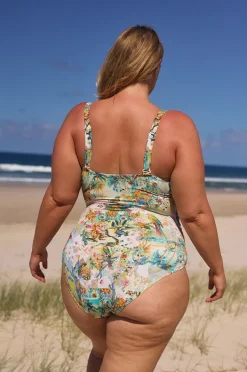 One Pieces|Capriosca Tropicana Frill V Neck One Piece Multi