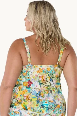 Tankini Tops|Capriosca Tropicana Tiered Frill Tankini Separate Multi