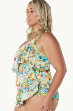Tankini Tops|Capriosca Tropicana Tiered Frill Tankini Separate Multi