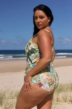 Tankini Tops|Capriosca Tropicana Tiered Frill Tankini Separate Multi