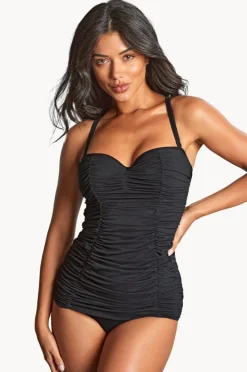 One Pieces|Panache Tulle Marilyn F Cup Twist Bandeau One Piece BLACK