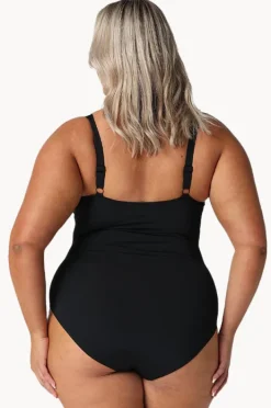 One Pieces|Capriosca Twist Front High Neck One Piece BLACK