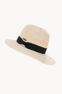 Headwear|Headwear|Sundaise Unisex Raffia Black Band Panama Hat Natural/Black
