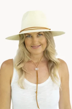 Headwear|Headwear|Sundaise Unisex Wide Brim Panama Hat Ivory