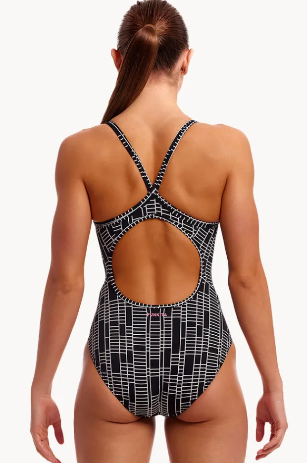 One Pieces|Funkita Up The Ladder Diamond Secure One Piece Black/white