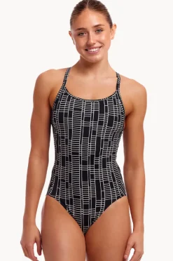 One Pieces|Funkita Up The Ladder Diamond Secure One Piece Black/white