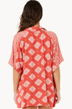 Tops|Rip Curl Ventura Button Through Shirt Red