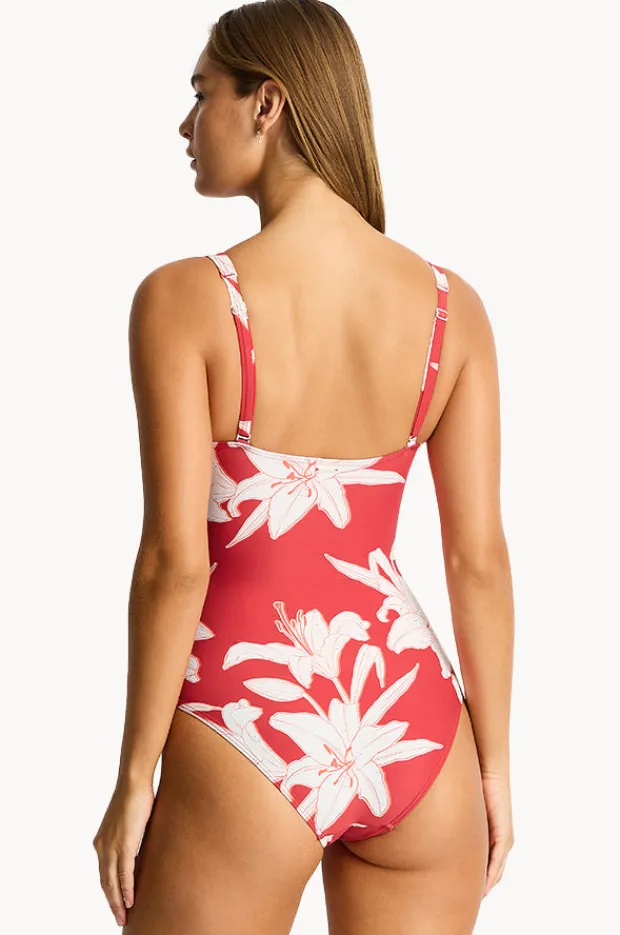 One Pieces|Sea Level Veridian Cross Front One Piece Ruby