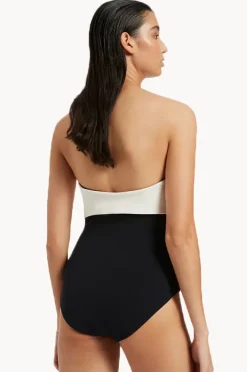 One Pieces|Jets Versa Rib Cut Out Bandeau One Piece Black/cream