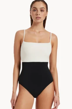One Pieces|Jets Versa Rib Minimal Tank One Piece Black/cream