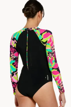 One Pieces|Zoggs Vivid Long Sleeve Sunsuit Black/Multi