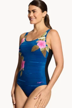 One Pieces|Zoggs Waterway Adjustable Scoopback One Piece Blue/black