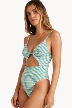 One Pieces|Billabong Wave Check Kaia One Piece Island Green