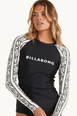 Rashies & Sunsuits|Billabong Wave Watcher Leilani Long Sleeve Suntop Black/white