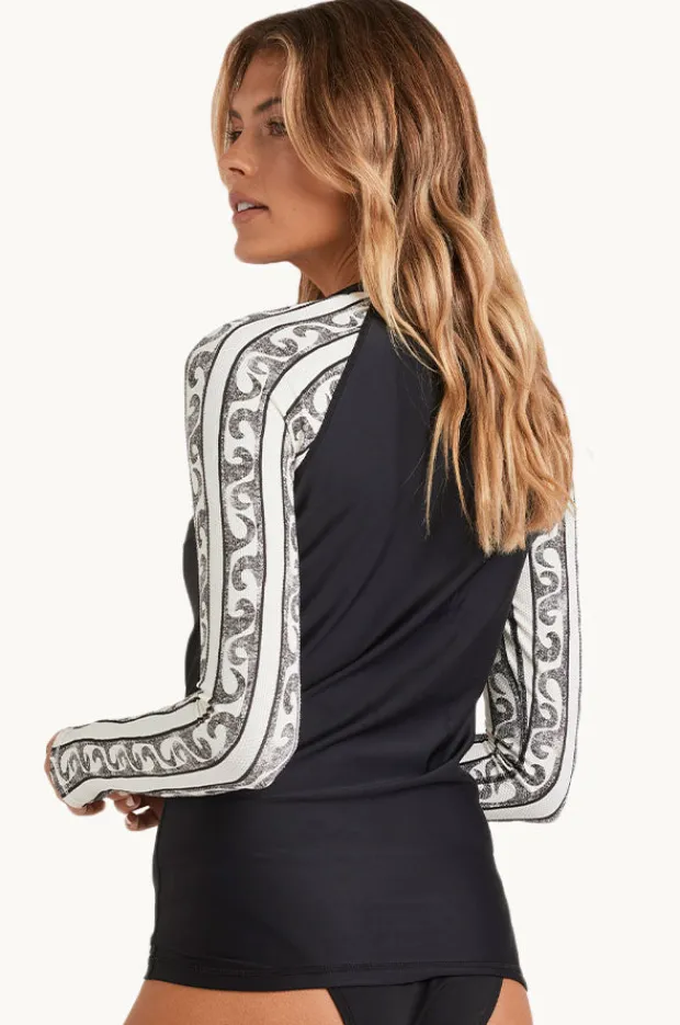 Rashies & Sunsuits|Billabong Wave Watcher Leilani Long Sleeve Suntop Black/white