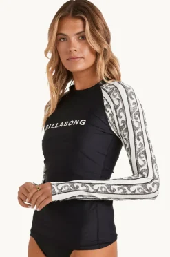 Rashies & Sunsuits|Billabong Wave Watcher Leilani Long Sleeve Suntop Black/white