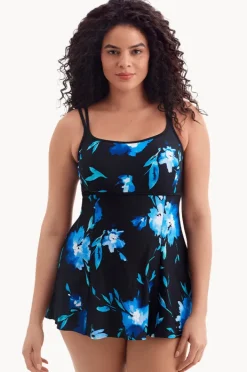One Pieces|Longitude Whimsical Empire Swim Dress Black/royal