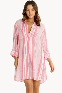 Overswim|Sunseeker Wilder Stripe Painters Shirt Pink