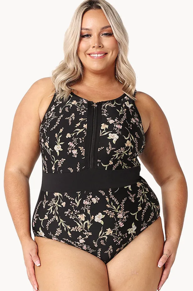 One Pieces|Capriosca Zip High Neck One Piece Wildflowers