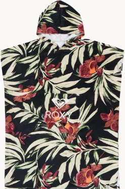 Towel Robes & Ponchos|Towel Robes & Ponchos|Roxy Wind Swept Floral Stay Magical Hooded Towel Black