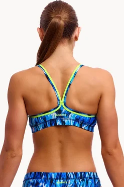 Bikini Tops|Funkita Wing Streak Sports Top Blue