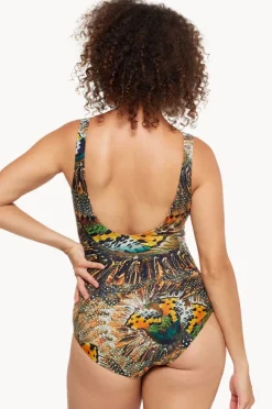 One Pieces|Togs Swimwear Zambia Gathered Square Neck One Piece Multi
