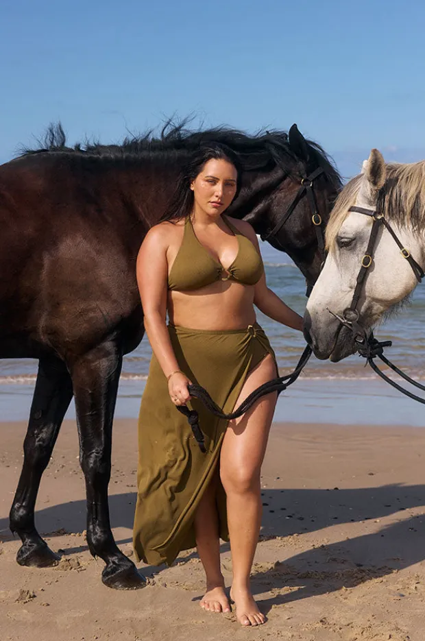 Overswim|Capriosca Zanzibar Maxi Split Skirt Khaki