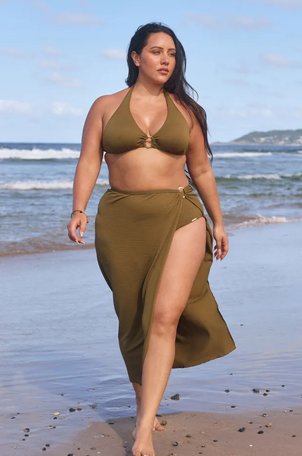 Overswim|Capriosca Zanzibar Maxi Split Skirt Khaki