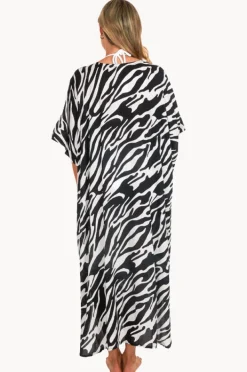 Overswim|Sundrenched Zebra Long Kaftan Black