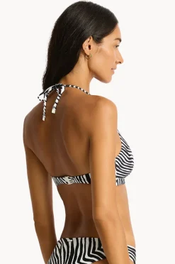 Bikini Tops|Sea Level Zebralis Longline Halter Black