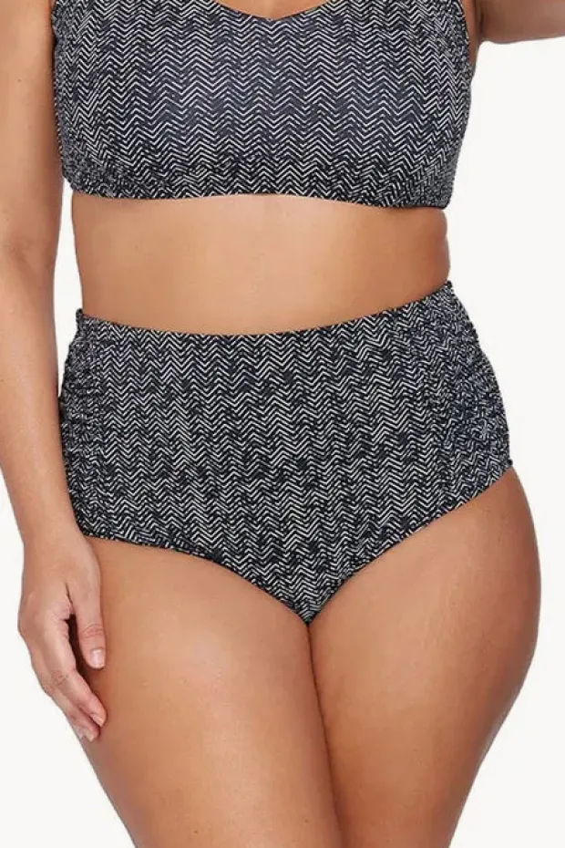 Bottoms|Artesands Zig Zag Rouched High Waist Pant Zig zag black