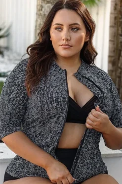 Rashies & Sunsuits|Artesands Zig Zag Short Sleeve Zip Suntop Zig zag black